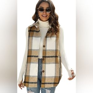 Amazon Women's Plaid Flannel Vest Sleeveless Shacket